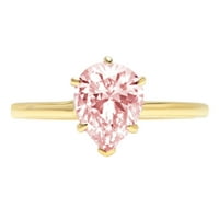 1.0ct kruška ružičasta simulirana dijamant 14k žuto zlato graviranje izjava godišnjica angažmana vjenčanja