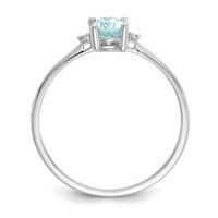 10k bijeli zlatni prsten bend rođenog kamena marta aquamarine ovalnog plavog dijamanta