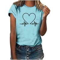 Ženske majice Tops Girls Chiunks's Heartbeatni košulje Crewneck Dugi rukavi Ležerne prilike za bluzu