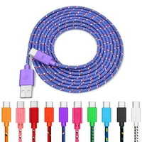 DEYUER 2-in- Brzo punjenje višebojne pletenice TIP-C USB kabel kabela, ljubičasta 1m