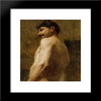 Poprsje golog čovjeka uokvirenog otiska Henri de Toulouse-Lautrec