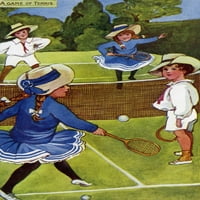 Edwarjska djeca igraju teniski poster Print Mary Evans Slika Librarypeter & Dawn Cope Collection