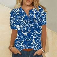 Plus veličine za žene ženske V-izrez kratkih rukava grafički otisci Dame Bluzes Ljetne košulje za žene