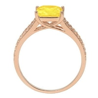 2.43ct princeza Cut Yellow Simulirani dijamant 18k 18K ruža Gold Gold Anniverment prsten veličine 8.25