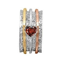 Srčana granativna srebrna dvostruka tonska meditacija anksioznost za žene okretni prsten