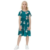 Djevojke cvjetna haljina kratki rukav ljetne haljine skakere twirl sundress za djevojke 5- godina
