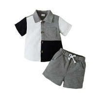 Kucnuzki 1t Toddler Boy ljetne odjeće Shars setovi 2t Kontrast kratkih rukava Konstrukcija u boji TOWS
