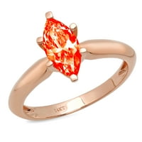 CT sjajan markizni rez simulirani crveni dijamant 14k Rose Gold Solitaire Prsten SZ 4.75