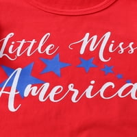 Chollius Toddler Baby Girl 4. jula Outfit Slovo kratkih rukava Majica Američka zastava Ispiši hlače