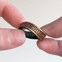 Grčki ključni silikonski vjenčani prsten - ugravirani dvostruki sloj