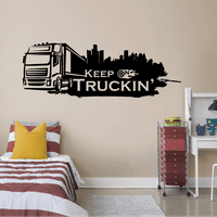 Držite na Truckin - Jumbo Trailer kamioni Prikolice Big Kamioni Silhouette Vinil Zidna umjetnička naljepnica