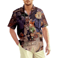 Zootopia Nick & Finnick Muška grafička havajska majica, Zootopia Hawaiian Stil Print Majica Top Ljeto