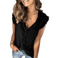 Feterrnal ljetni ženski šljokinski bluzi s bez rukava bez rukava s kratkim košuljama na vrhu majica