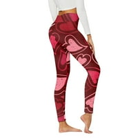Charella ženske ležerne od tiskane joge Hlače visoke struk labave ravne duge hlače crvene, m