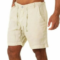 Miayilima muške casual kratke hlače modne muške pamučne posteljine casual pantalone gumbi za zatvaranje