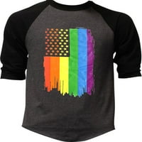 Muška konja Rainbow Američka zastava Raglan bejzbol majica 3x-veliki ugljen