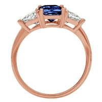2. CT Sjajni smaragdni rez Clear Simulirani dijamant 18K ružičasto zlato Tromjenski prsten s 45
