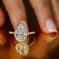 Duhgbne Water Drop srebrni kubični cirkonij Bridal Rhinestone Angažman prsten Full Diamond Cirkonia