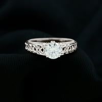 1. CT Predivan moissite solitaire prsten sa keltskim čvorom, srebrnom srebrnom, US 4.00