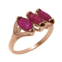 Britanci napravio 14k Rose Gold Natural Ruby Womens Remise Ring - Opcije veličine - Veličina 8.25