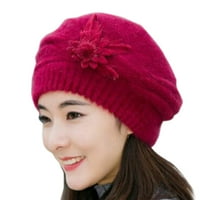 Modni ženski cvjetni pletit Crochet Beanie Hat Winter Top Cap Beret