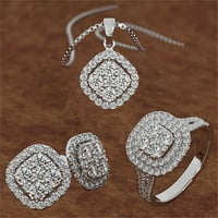 Yubnlvae Exquisite Prstens Naušnice Naušnice za žene Diamond Zirc na lančani privjesak za vjenčanje