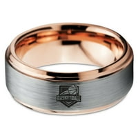 Tungsten košarkaški prsten za prsten za muškarce Žene Comfort Fit 18K Rose Gold Step Bevel Edge brušeno