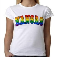 Junior's Kansas Rainbow Pride B Thee Fly Whina majica 2x-velika bijela