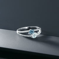 Gem Stone King Sterling Srebrni prsten Perzijski plavi moissine aquamarine