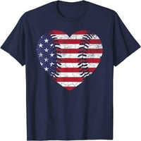 Košulja 4. jula za žene Američka zastava Baseball Heart USA majica