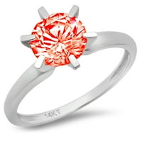 CT sjajan okrugli rez simulirani crveni dijamant 14k bijeli zlatni pasijans prsten sz 7.75
