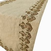 Dekorativni bež ručno rađeni trkač stola, trkač za vez za vez na platnu tkaninu - sidro