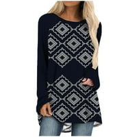 Žene Ležerni plemenski vjetar tiskani pulover dugih rukava, majica za majicu O-izrezom Plus veličina