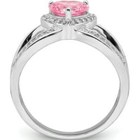 Sterling Silver Rhodium-Clear and Pink CZ Rightsize - JBSP