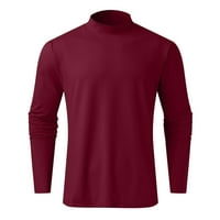 Pejock Muškarci Solid Turtleneck Casual Slim Fit Pulover Majica Bluze za dno košulje vrhovi vino XL