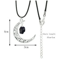 Mnycxen Follurenoral Crystal Gruba kamena ogrlica Retro Legura Moon ogrlica Ženske ogrlice muške ogrlice