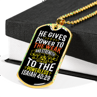 Daje snagu Izaiah 40: Ogrlica od nehrđajućeg čelika ili 18K zlatni pas 24 lanac