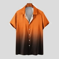 Wyongtao Muška majica Revel Casual Gradient Ispis Dugme s kratkim rukavima Up Baseball Tops, Orange
