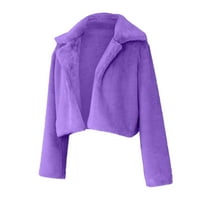 Patlollav ženski kaput Fluffys fleece okreću navratnik Fau Furs Top kratki labavi kaput i klirens