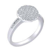 CTTW okrugli rez bijeli prirodni dijamantski klaster zaručni prsten čvrsto bijelo 14K zlato