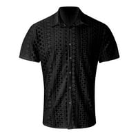 Košulje za nastavnike Muške pletene tkanine Sild džepni kopč za košulju s dugim rukavima crna