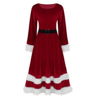 Ženske dame meke baršunasto Mrs Mrs Santa Claus Božićna haljina odjeća crvena s