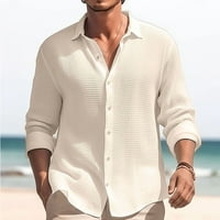 Dxhmoneyh mens gumb dolje majice s dugim rukavima ljetna plaža casual redovna fit košulja vrhovi čvrste
