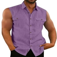 Paille muške bluze bez rukava ljetni košulje rever na vratu Torbe Havajska praska majica ljubičasta