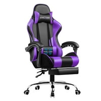 Gaming stolica sa nogom i ergonomskim lumbalnim masažnim jastukom PU kožna kancelarija, ljubičasta