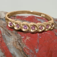 Britanska napravljena 10k Rose Gold Prirodno ružičasti turmalinski ženski Obećani prsten - Opcije veličine