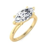 Cortland - Moissite Marquise Cut Lab Diamond East West Solitaire zaručnički prsten