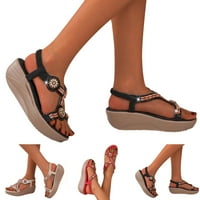 Žene Sandale Moda Nova ljetna okrugla TOE Otvoreni prst Udoban debeli Jedini elastični blačni klinovi sandale za žene Veličina sandale papuče za žene