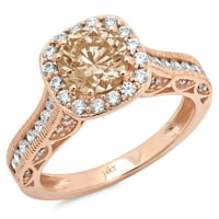 2.7ct okrugli šampanjac simulirani dijamant 14k 14k ruža Gold Gold Angažovanje halo prstena veličine