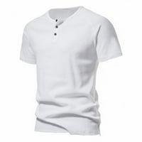 Muška majica modni muški ljetni kratki rukav, puni u boji, ležerna slim fit rasteznuti dna košulja bijeli